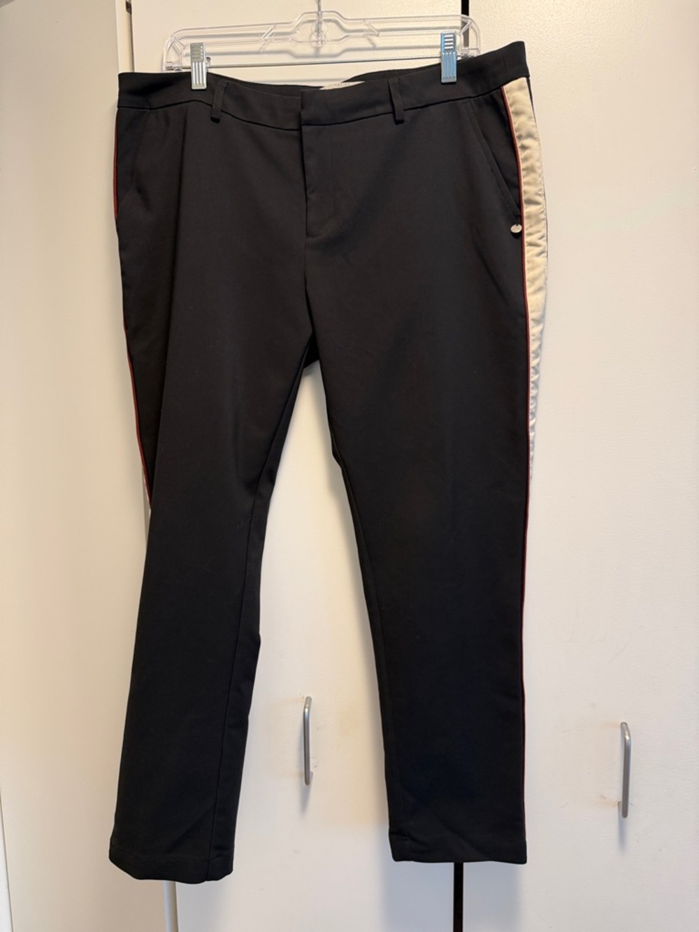 Scotch&Soda Woman Pant with side Ivory & Black with rust color trim